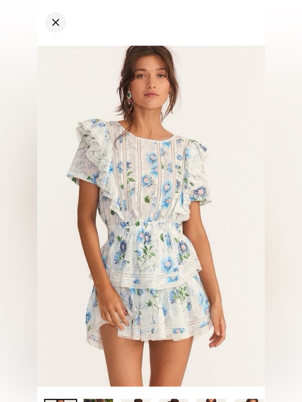 LoveShackFancy Natasha Dress Blueberry Cloud Floral Cottagecore M